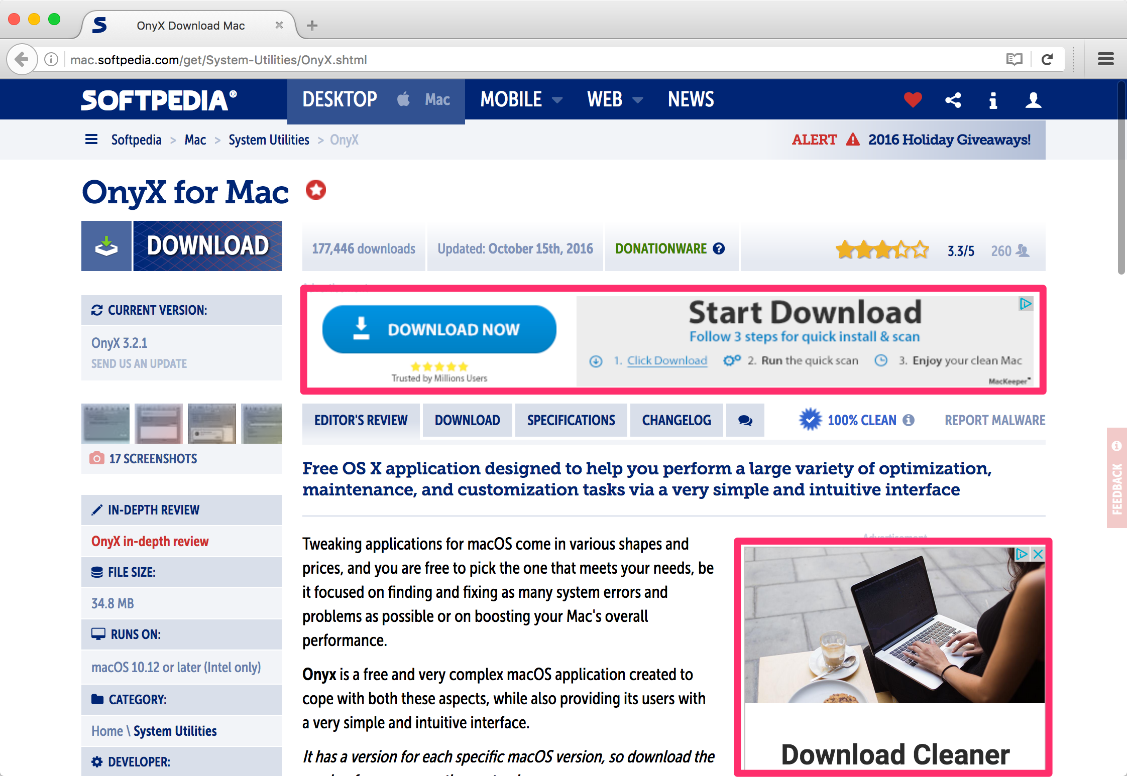 Screenshot of advertisements disguised as download buttons or options Screenshot of advertisements disguised as download buttons or options